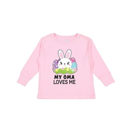 

Inktastic My Oma Loves Me with Bunny and Easter Eggs Gift Toddler Toddler Girl Long Sleeve T-Shirt