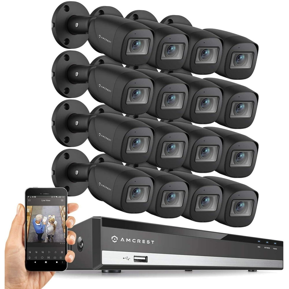 Amcrest 1080P 16CH Security Camera System w/ 1080P DVR, (16) x 2MP IP67