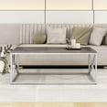 thumbnail image 2 of Alazyhome  Silver Rectangle Living Room Metal Frame Coffee Table, 2 of 3
