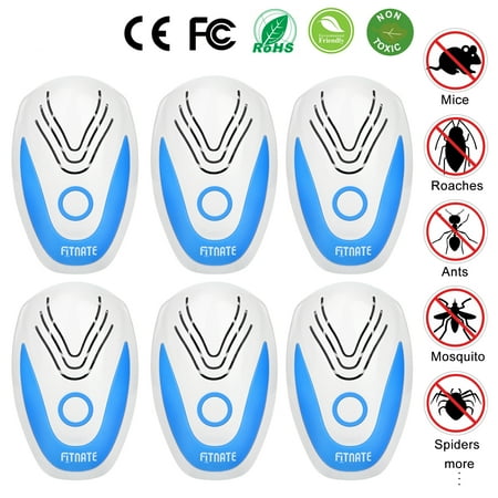 Black Mosquito NEW 6pcs Fitnate Ultrasonic Plug In Pest Repeller Electronic Spider Repellent for Insect Bug Mosquito Mouse Bedbug Roach ()