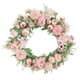 thumbnail image 1 of Corona de flores artificiales de rosas, coronas para puertas al aire libre, corona de primavera y verano. Rosa claro, 1 of 7