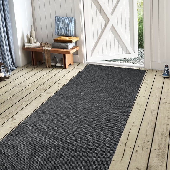 OVYEOFR 3' x 10' Commercial Rug, Non-Slip Carpet Runner with Rubber Backing, Heavy-duty Runner Rug for Indoor Outdoor High Traffic Area, Gray