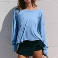 thumbnail image 2 of Womens Oversized Open Back Sweatshirts Long Sleeve Backless Shirts Cropped Off The Shoulder Crew Neck Workout Tops, 2 of 9