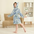 thumbnail image 2 of FORMRS Niños Bathrobe Unisex Hooded Robe Soft Plush Pajamas Sleepwear, Size 7-9T, Blue Hydrangeas Pattern, 2 of 7