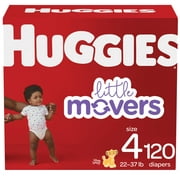 Huggies Little Movers Baby Diapers, Size 4, 120 Ct