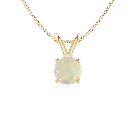Angara Natural Opal Necklace - Round Opal Pendant Necklace in 14K Yellow Gold for Women (Size-5mm) - October Birthstone Jewelry | 14K Yellow Gold Necklace