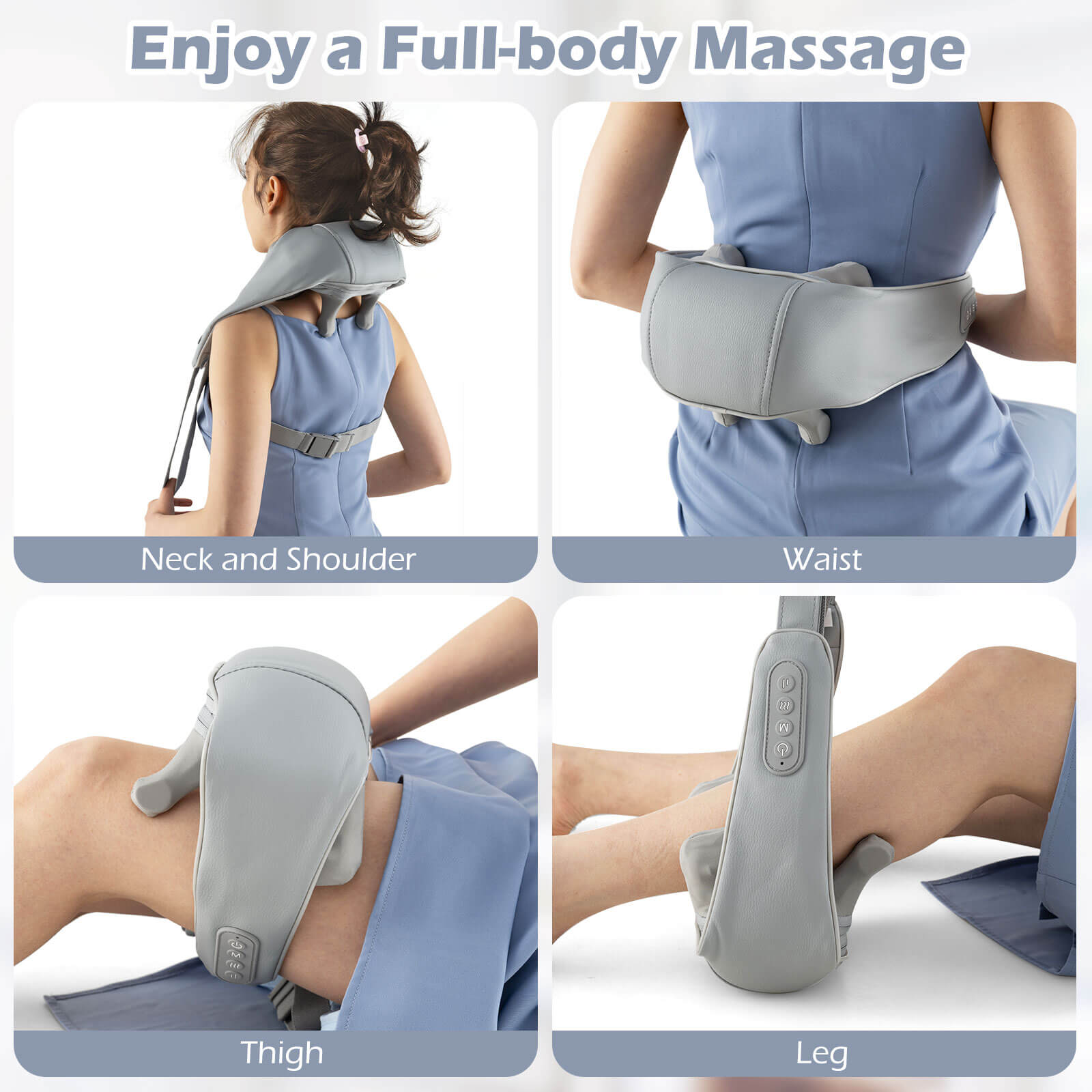 Costway Neck Shoulder Massager with 2 Heating Levels & Adjustable Intensity Gray