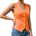 thumbnail image 4 of IUYRTFE Women's V Neck Sleeveless Button Down Vest Top Slim Fit Casual Suit Waistcoat, 4 of 6