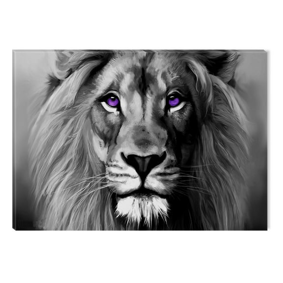 Startonight Canvas Wall Art Black and White Abstract Lion Serenity Animal Ruler, Dual View Surprise Artwork Modern Framed Ready to Hang Wall Art 100% Original Art Painting 23.62 X 35.43 inch