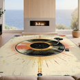 thumbnail image 2 of Design&I 5'x7' Washable Area Rug Snag-Free, Skid-Resistant Vintage Vinyl Record Turntable Motif Distressed Retro Aesthetic for Dining Room, Under Table, Home Office, 2 of 7