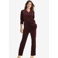 thumbnail image 2 of Roaman's Women's Plus Size Petite Plus Size Two-Piece V-Neck Velour Set, 2 of 6
