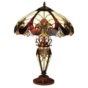 CHLOE Liaison Tiffany-style 3 Light Victorian Double Lit Table Lamp 18 Shade