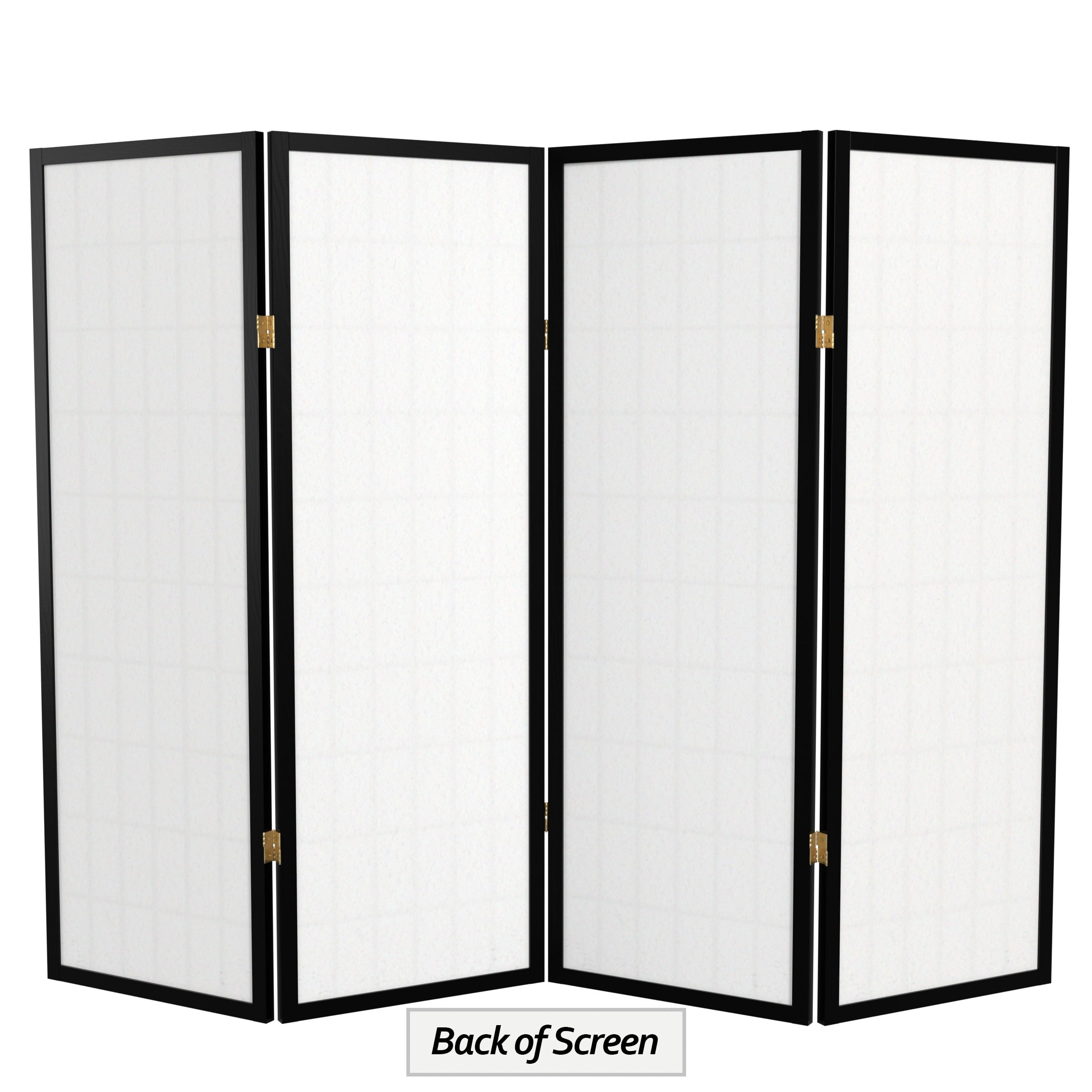 4 ft. Tall Window Pane Shoji Screen - Black - 4 Panels