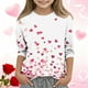 thumbnail image 1 of Blusas y camisas de cuello redondo y manga larga para niños, blusas/camisas de poliéster con estampado de corazones, mangas 3/4 y cuello redondo, elegantes e informales., 1 of 5