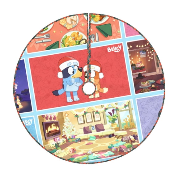 Defioc Bluey for Christmas Tree Skirt Snowman Xmas Tree Skirt Farmhouse Christmas Decorations Tree Mat for Holiday Party Decor-30"
