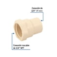 thumbnail image 2 of Conector Adaptador Hembra 3/4" CPVC Rosca Interior Bolsa Con 20 PZS, 2 of 4