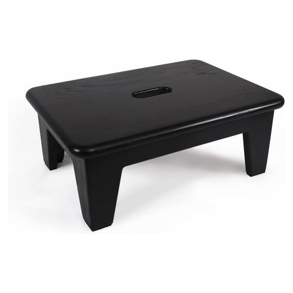 Drevy Step Stool for Bed, USA Grown Oak,Wooden, Adults,Seniors, 6.5" High Bed Stool, Non-Slip Mat, No Assembly Needed, Solid Wood, Black Color