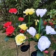 thumbnail image 3 of Outdoor Solar Garden Flower Lights with 5 Rose Flowers, Upgraded LED Solar Powered Light with Stake, Waterproof Solar Decorative Lights for Pathway Patio Courtyard Garden Lawn, 3 of 6