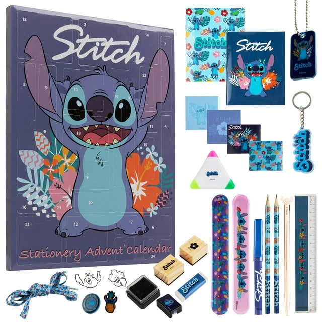 Calendario de Adviento Disney Stitch 2024 con papelería y accesorios