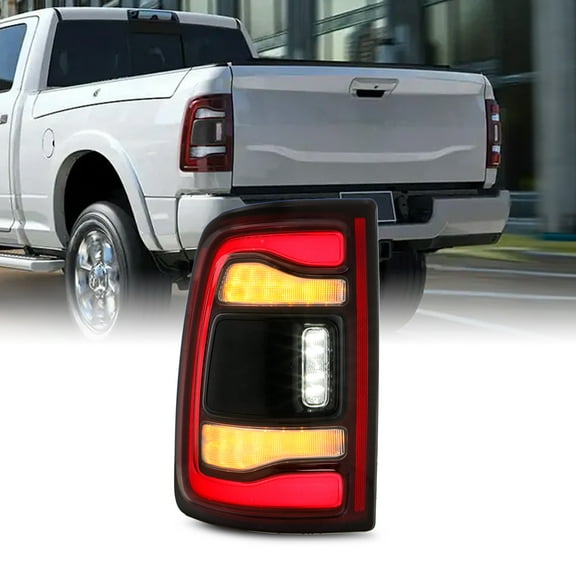 AKKON - Fit 2019-2024 Ram 2500 3500 LED SwitchBack Turn Signal Black Bezel Tail Light Driver Left w/Blind Spot Detection
