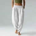 thumbnail image 4 of Bosfbaoi Pants for Women Elastic Waist Jogger Harem Pants with Side Pockets Lightweight Linen Pants Women Casual Vacation Trousers, 4 of 5
