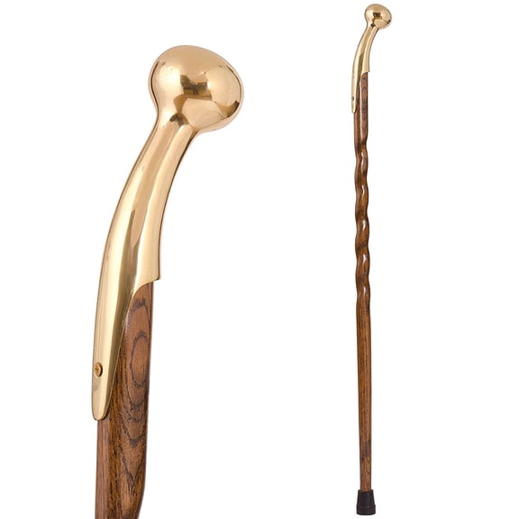 Walking Cane for Men and Women Handcrafted of Lightweight Wood, Brown Oak, 37 Inches