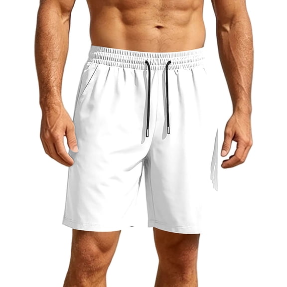 asjyhkr Athletic Shorts for Men Stretchy Workout Drawstring Running Lightweight Stretchy Relaxed Basketball Shorts(X-Large,White)