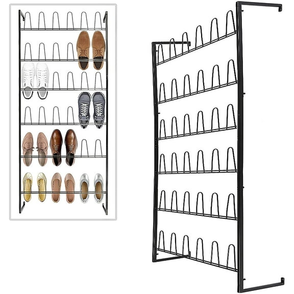 MyGift Wall Mounted Black Metal Entryway Shoe Storage Organizer