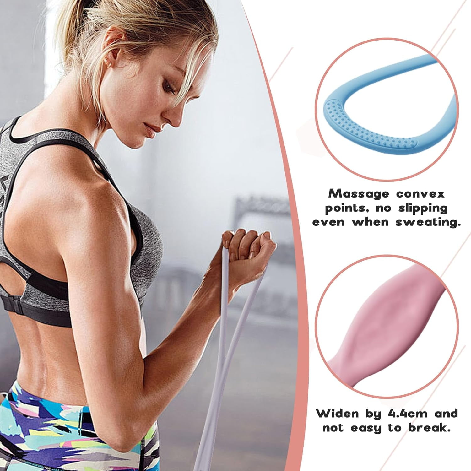 ABCISI 3 Pack Figure 8 Resistance Bands for Women, Arm Resistance Bands for Women, for Working Out, Arm, Back, Fullbody Yoga Pulling Rope, Elastic Stretch Bands (Pink 15lbs Blue 25lbs Grey 35lbs)