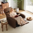 thumbnail image 2 of 360° Swivel Rocking Recliner Chair with Manual Footrest, Soft Faux Leather Upholstered Glider for Living Room/Nursery, 2 of 7