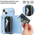 thumbnail image 6 of Crossbody Wallet Case for iPhone 14 Plus Card Slots Holder, Magnetic Snap Flip Folio Purse Case PU Leather Handbag with Detachable Shoulder Strap for iPhone 14 Plus, Skyblue, 6 of 9