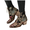thumbnail image 5 of Mostsola Ankle Boots for Women Vintage Floral Embroidery Lace up Pointed Toe Heeled Booties, 5 of 5