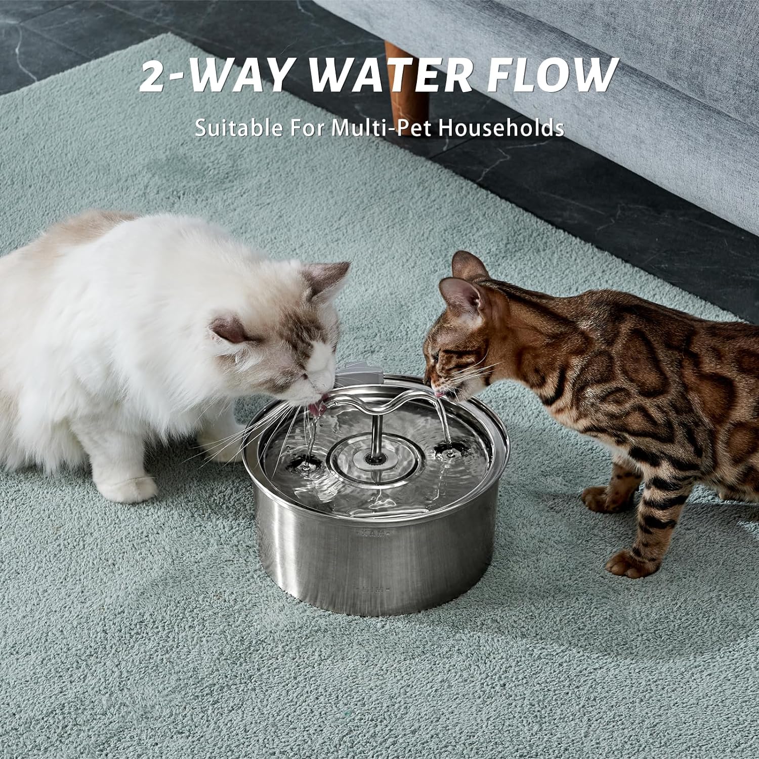 Stainless Steel Automatic Pet Water Fountain with Ultra-Quiet Pump, 3.2L Capacity, Includes Filters and Sponges
