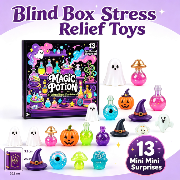 Hallowwen Crunchy Squishy Toys Kit, Countdown Calendar Fidget Sensory Toys 13 day countdown toy, anxiety relief items, Halloween squeeze gift, ultra-soft&squeezable, party favors,Random styles