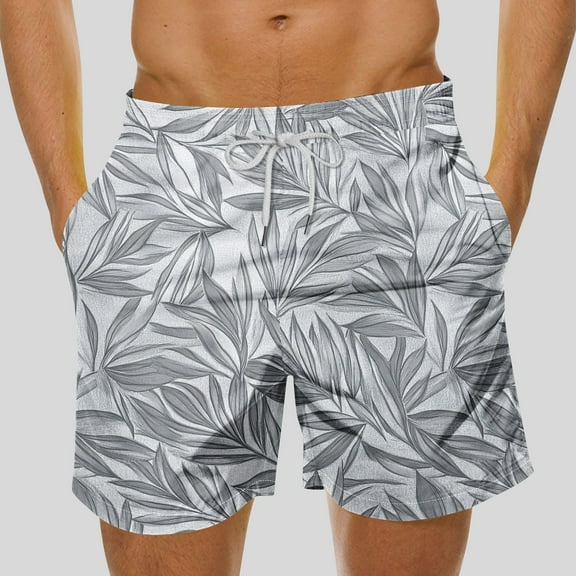 DIOAZUD Men's Tropical Shorts Hawaiian Swim Trunks Drawstring Elastic Waist Beach Shorts with Pockets Quick Dry Swim Trunks Big and Tall Swim Shorts for Men