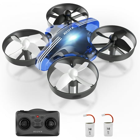 ATOYX Mini Drone for Kids with LED Lights, Indoor Outdoor Portable RC Nano Drone Quadcopter with Auto Hovering, Headless Mode, 2 Batteries and Remote Control,Gifts for Boys and Girls,Blue