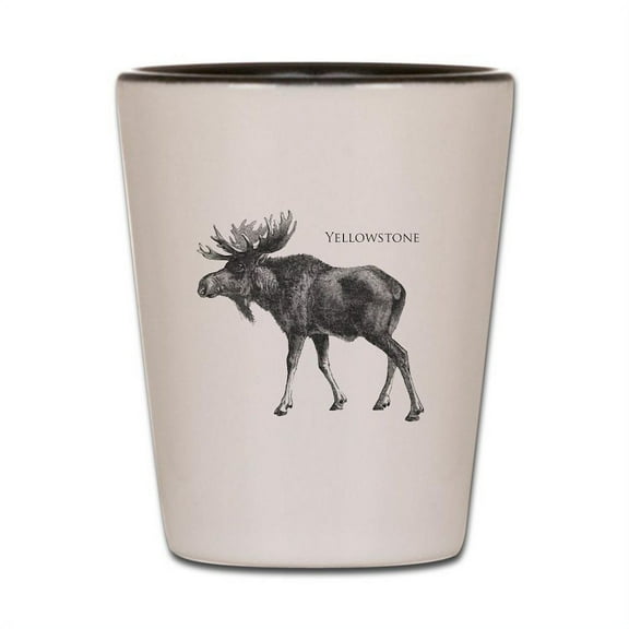 CafePress - Yellowstone - White/Black Shot Glass, Unique and Funny Shot Glass
