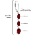 thumbnail image 2 of 925 Sterling Silver Created Red Ruby Oval Dangle Earrings for Women with Leverbacks and 1.5 inch July Birthstones by MAX + STONE, 2 of 5