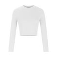 thumbnail image 3 of AOOCHASLIY Christmas Tops Women's Fall Fashion Long Sleeve Stretch Slim Fitted Ribbed T-Shirt Blouse Solid Basic Tops, 3 of 4