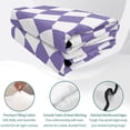 thumbnail image 4 of Twin XL Quilt Set 68''x98'', Purple White Checkered Lightweight Summer Bedspread Coverlet Set with 2 Pillow Shams, Modern Irregular Geometric Breathable All Season Quilt Bedding for Dorm/Guest Room, 4 of 9