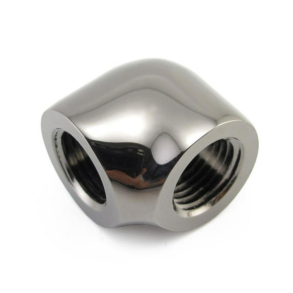 XSPC G1/4" Female to Female 90 Degree Elbow Fitting, Black Chrome