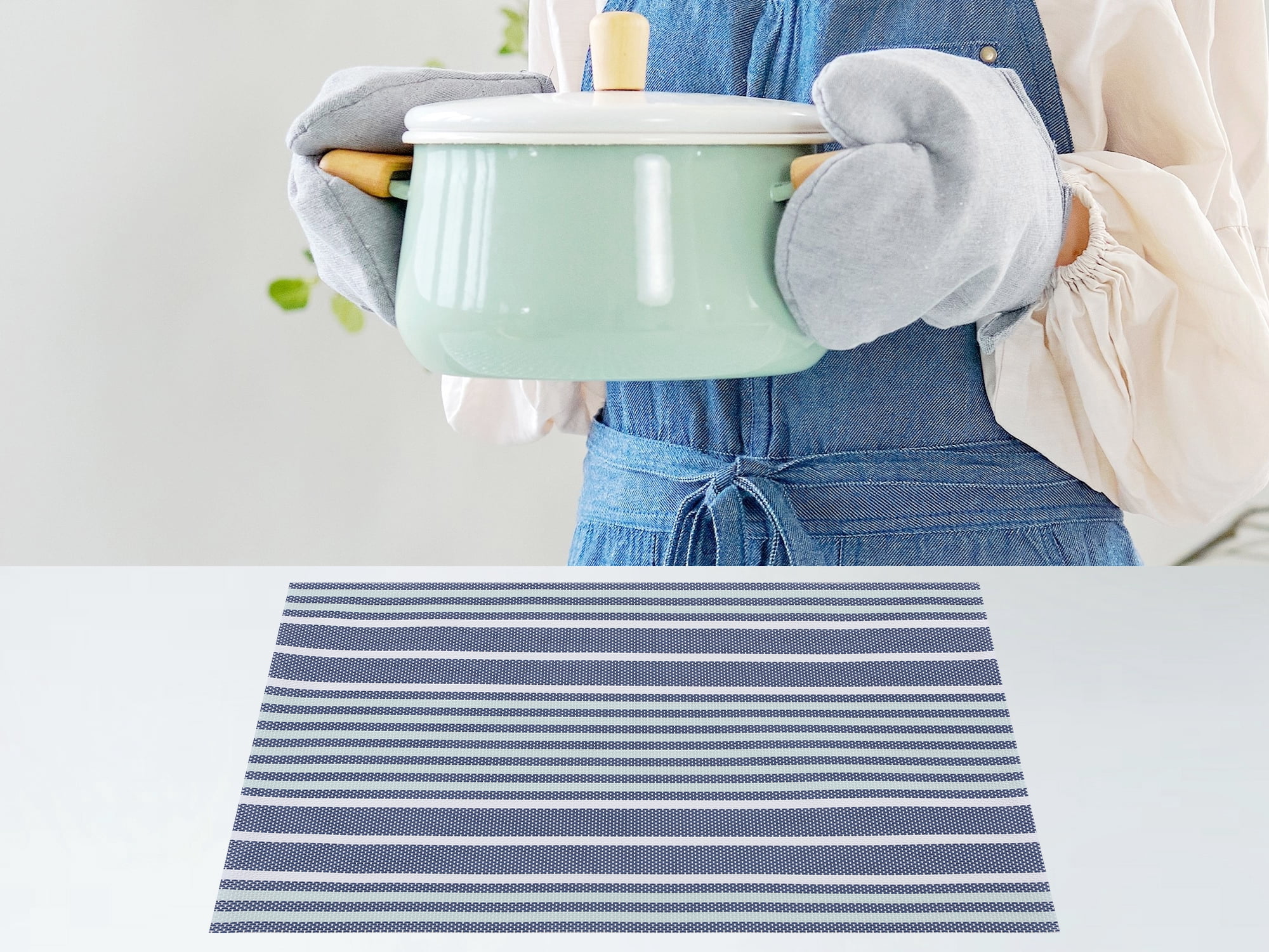 Unique Bargains Place Mat Set of 8 Placemats for Kitchen Table Decor Blue