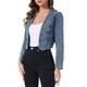 thumbnail image 4 of Chaqueta de mezclilla recortada INSPIRE CHIC para mujer, bolero casual sin cuello y con frente abierto, talla L, azul polvo, 4 of 6