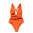 thumbnail image 4 of LUOGENLI Plus Size Swimsuit for Women 1-piece Tummy Control Women One Shoulder Swimsuit Bikini Swimsuit Irregular Solid Color Monokinis Swimsuit Orange Size XXL, 4 of 5