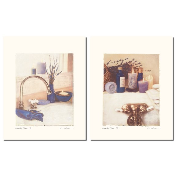 Lavender Time I Lovely, Purple Bathroom Tub and Sink; Two 11X14 Poster Prints