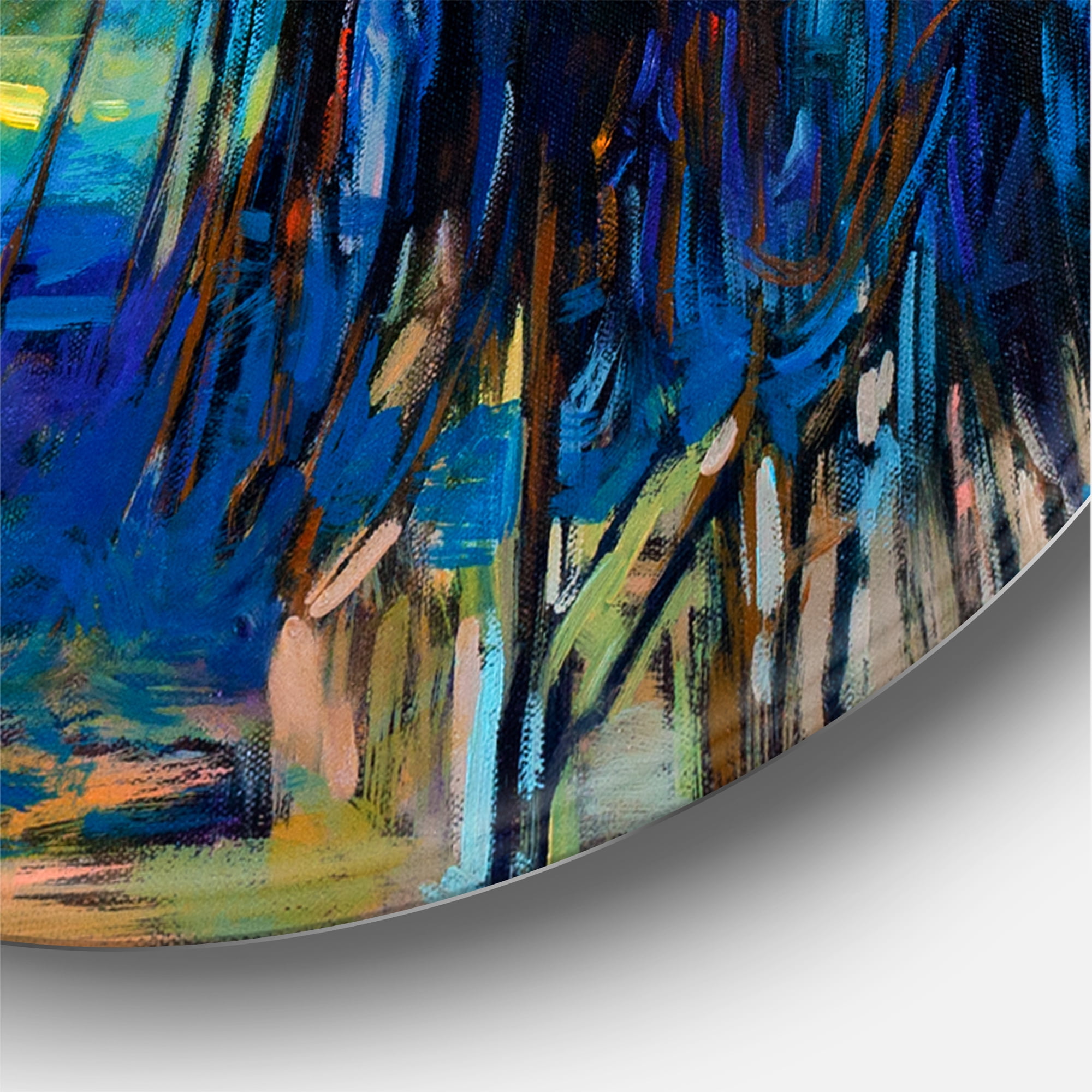 The Deep Blue Lake And Windmills 11 in x 11 in Painting Art Prints, by Designart