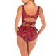thumbnail image 3 of Traje de baño para mujer, sin montura, de talle alto, en capas, con volantes en la espalda, con tiras, trajes de baño divididos transpirables para actividades acuáticas, Rojo M, 3 of 7