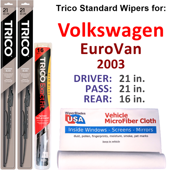 2003 Volkswagen EuroVan Wiper Blades (Set of 3) w/Rear Wiper