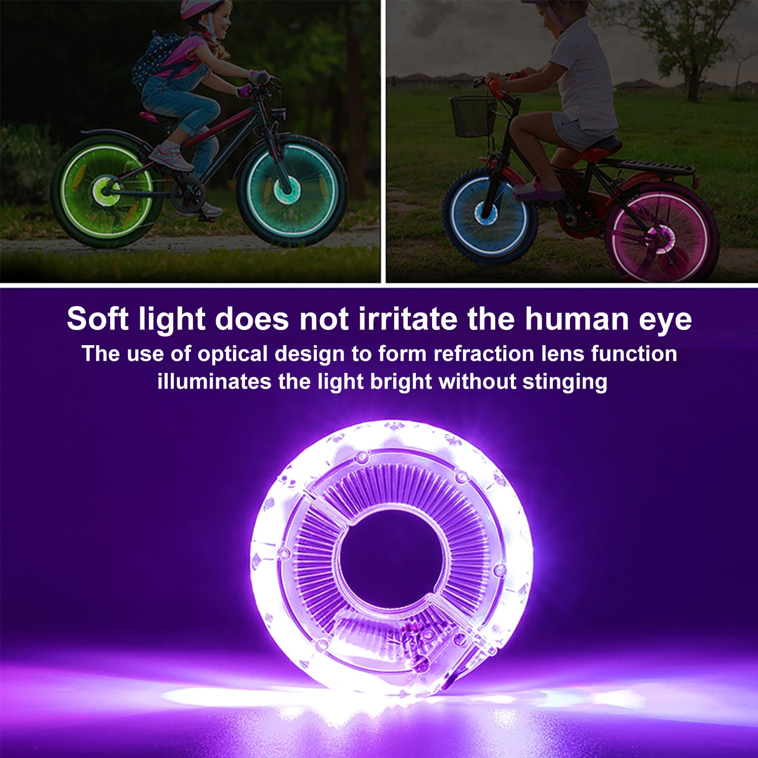 LED Bike Wheel Light, Colorful Bicycle Hub Light with Optical