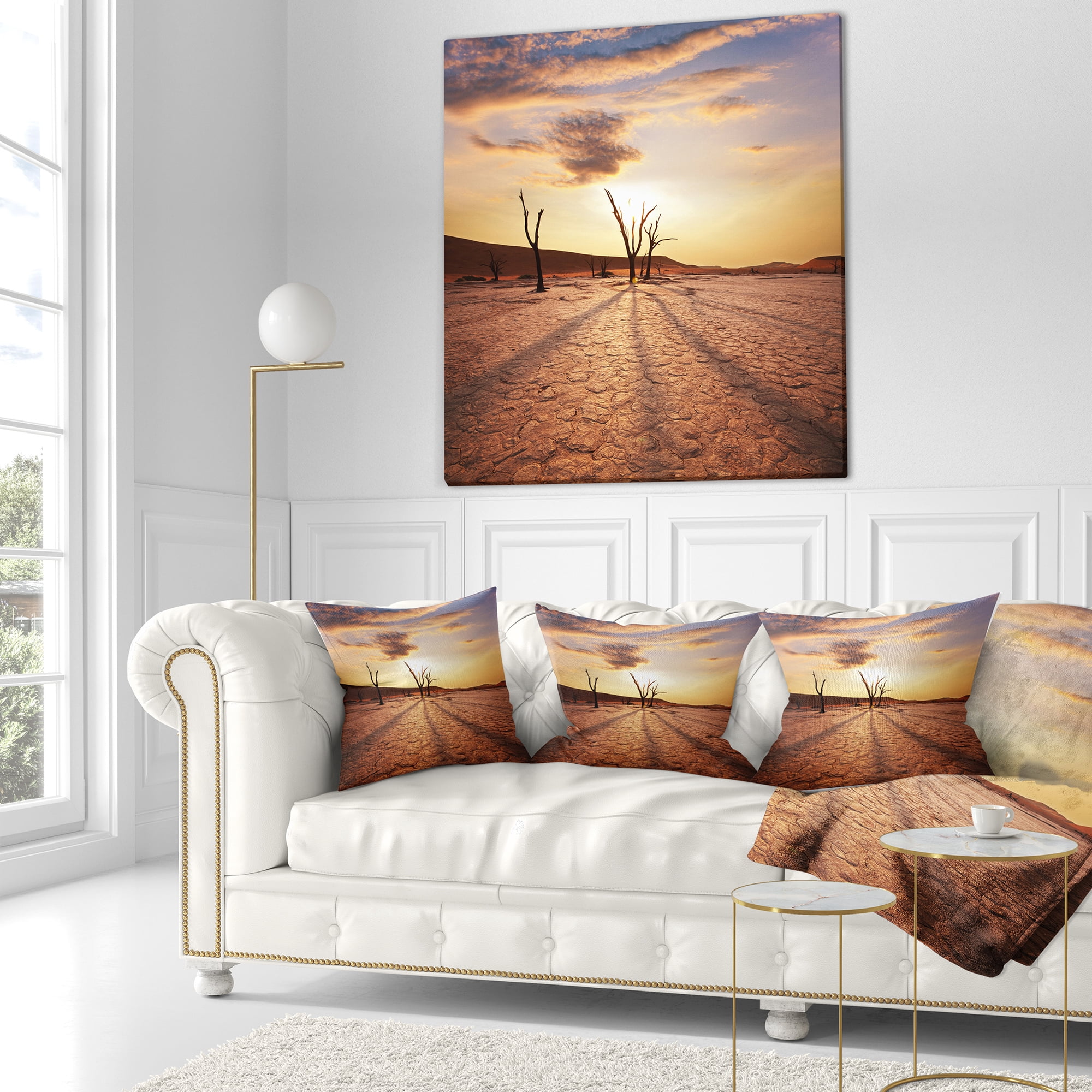 Designart 16" x 16" Brown Polyester Throw Pillow